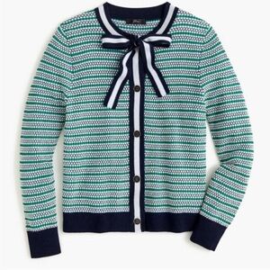 J. Crew Green and Navy Striped Sweater